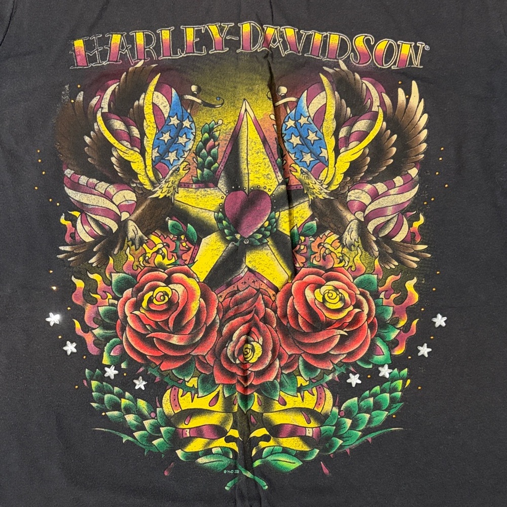 Harley-Davidson Black Tee with Vibrant Graphic
